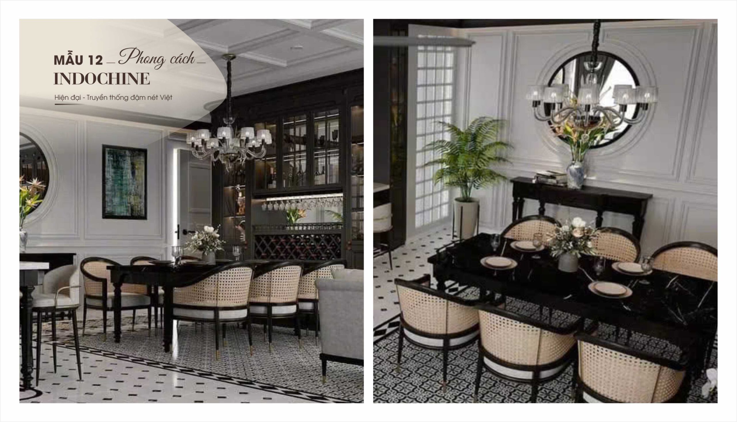 Phòng ăn mẫu 12 phong cách Modern Indochine