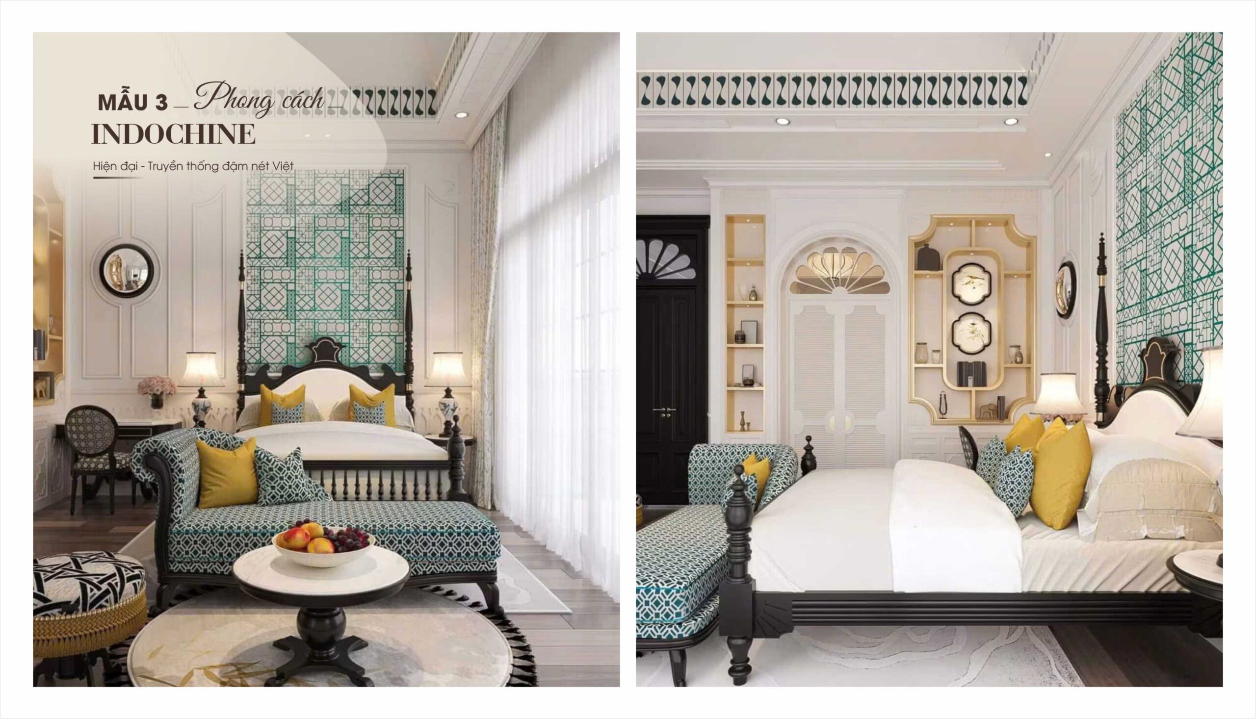 Phòng ngủ mẫu 3 phong cách Modern Indochine