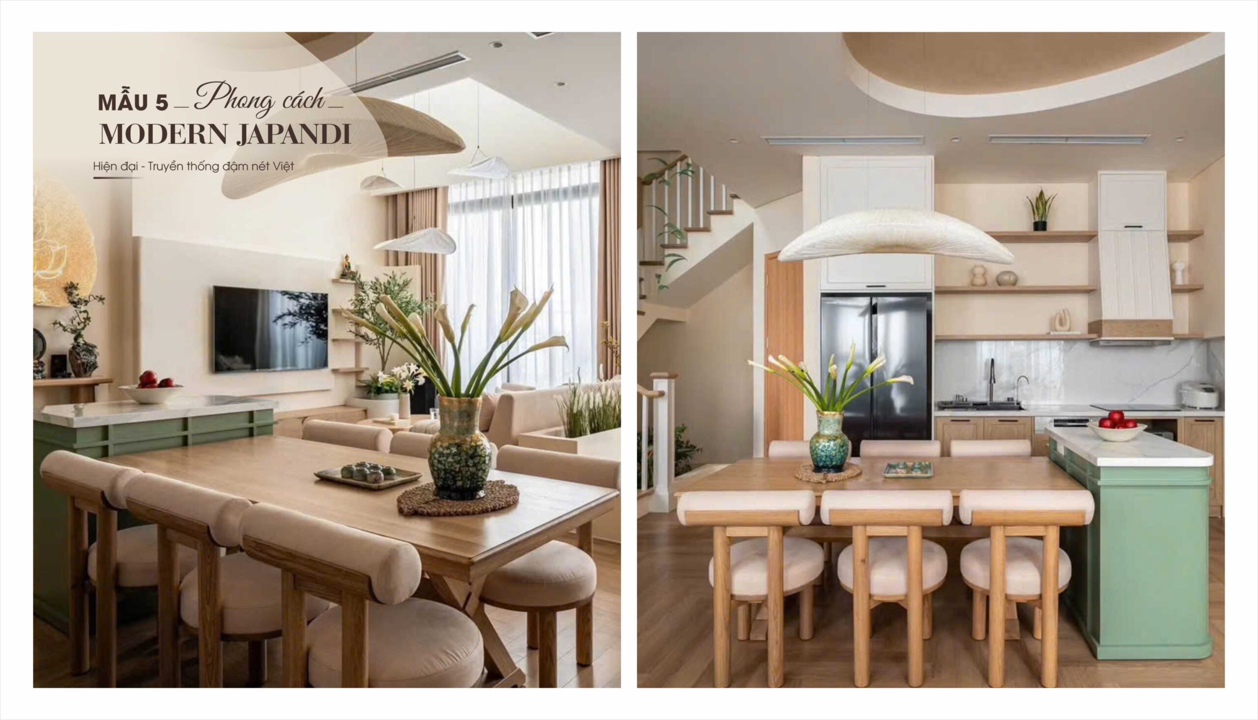 Phòng ăn mẫu 5 phong cách Modern Japandi