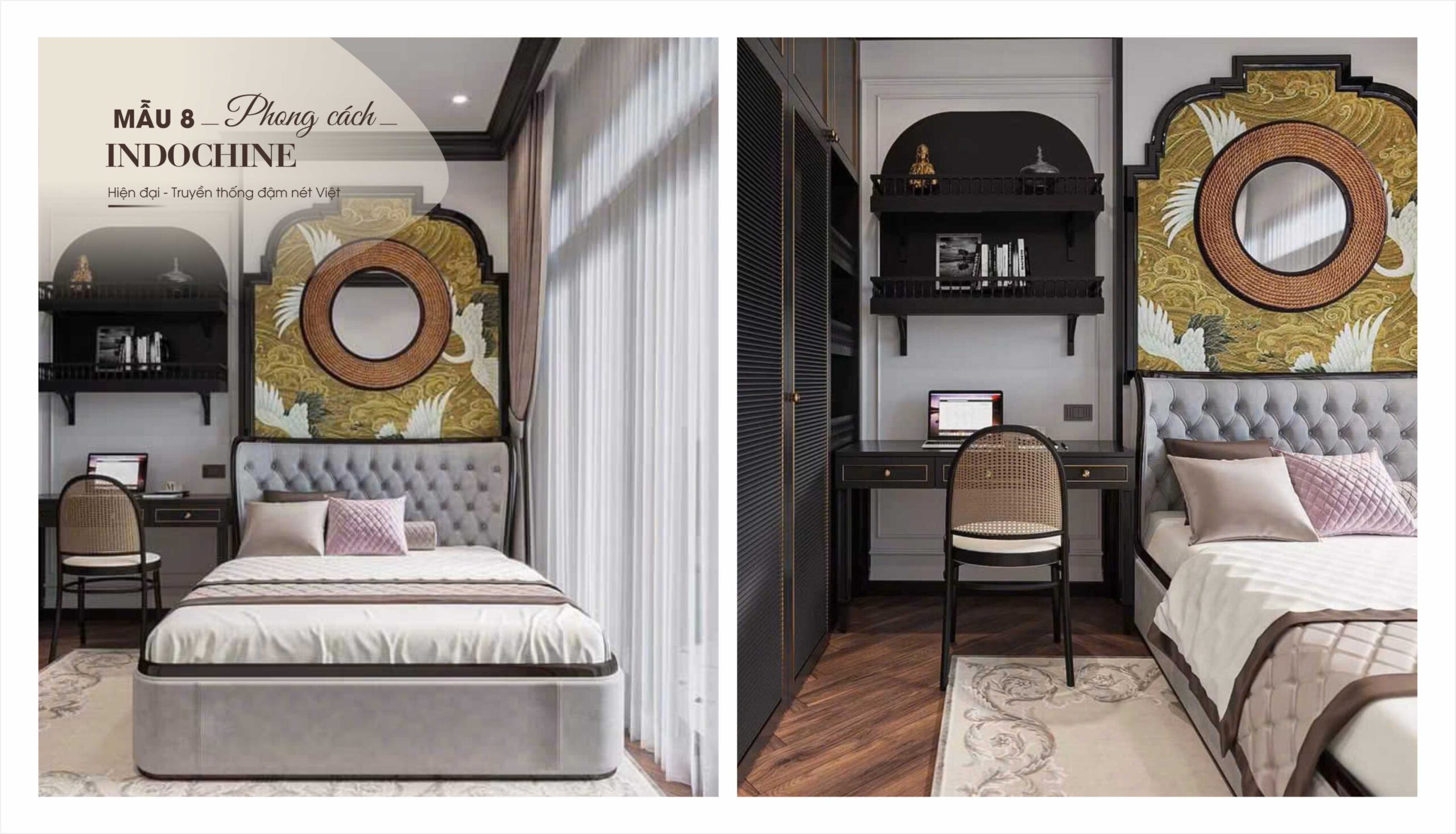 Phòng ngủ mẫu 8 phong cách Modern Indochine