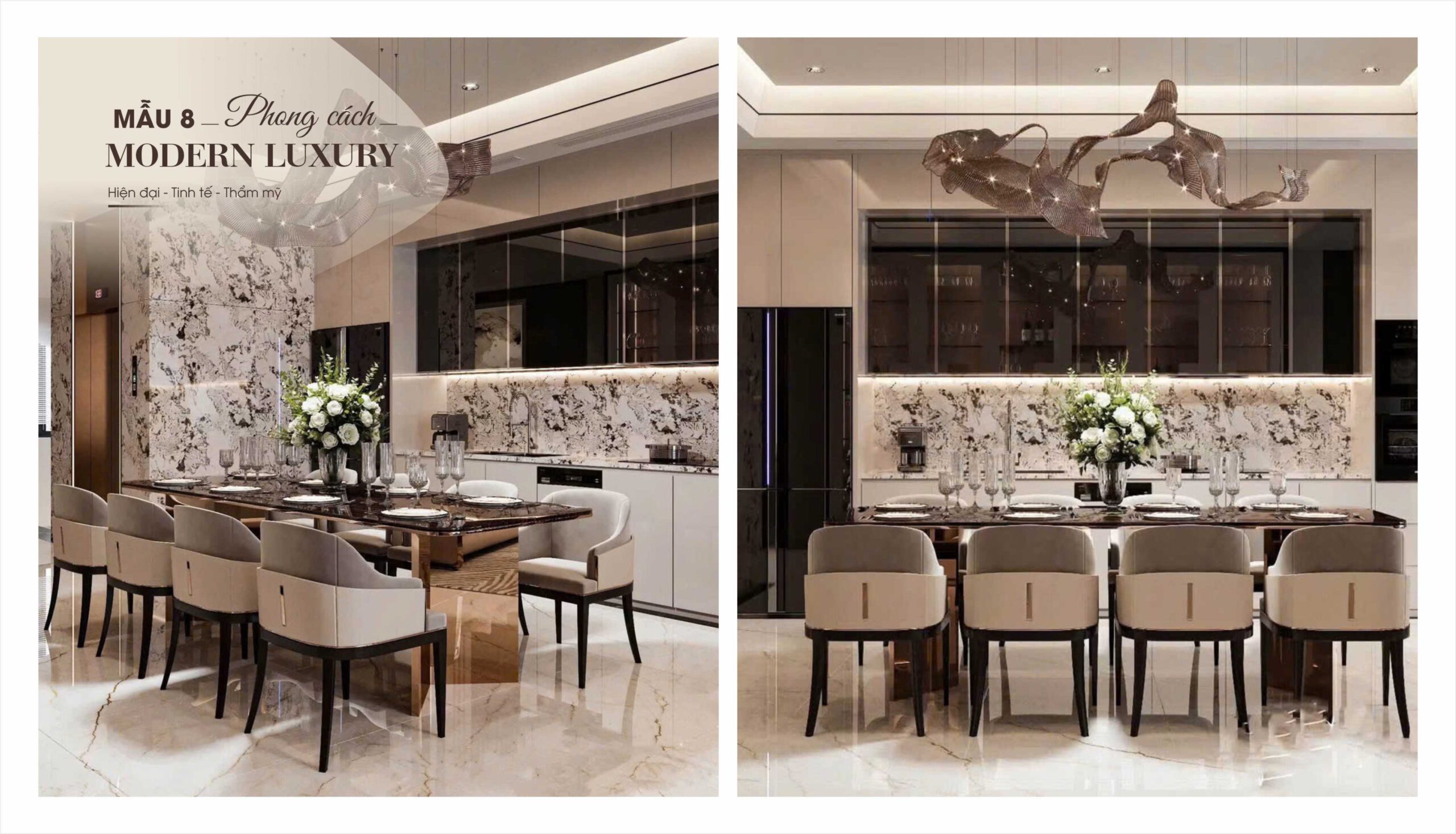 Phòng ăn mẫu 8 phong cách Modern Luxury