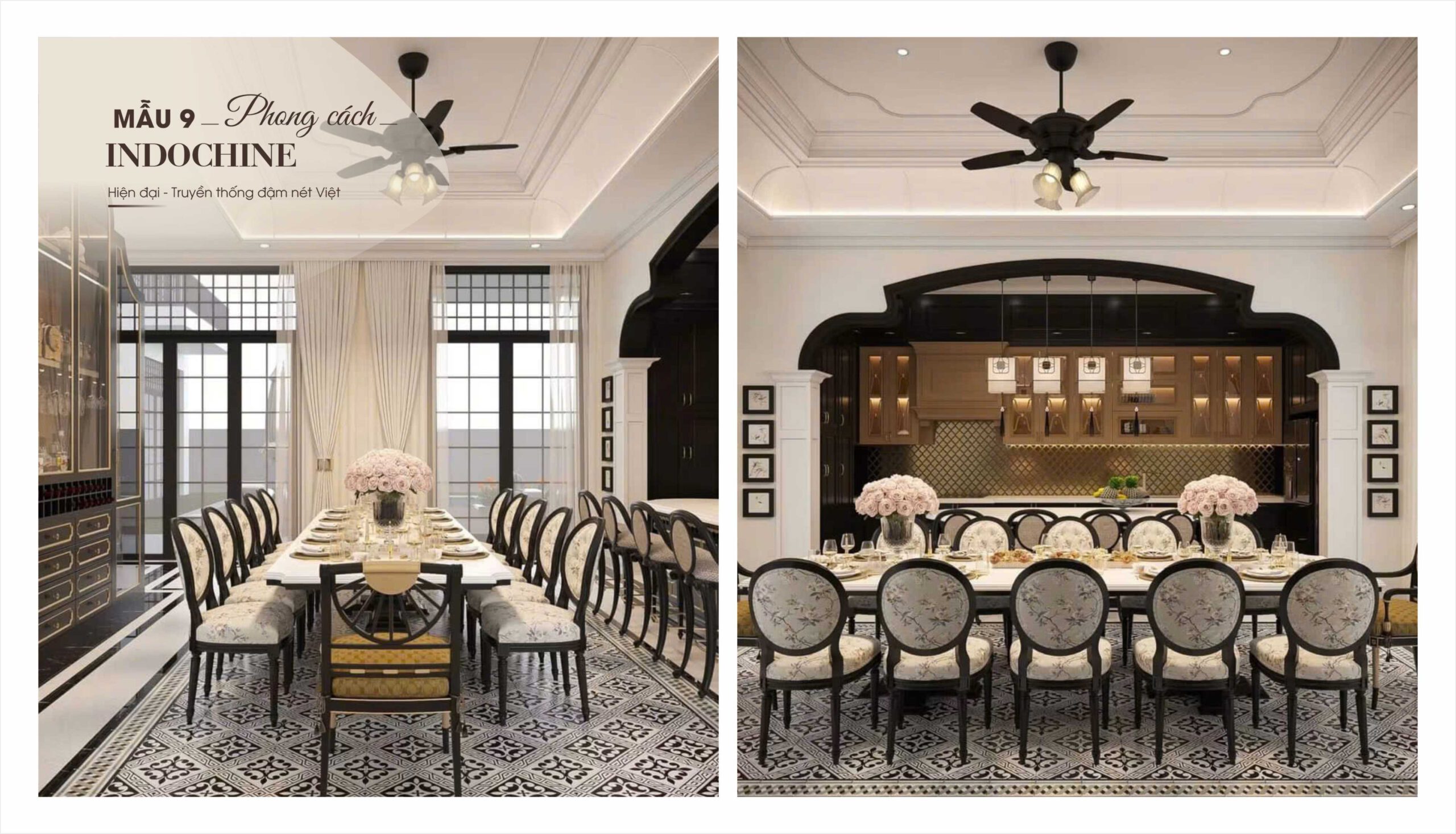 Phòng ăn mẫu 9 phong cách Modern Indochine