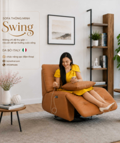 Ghế Sofa lắc lư chỉnh điện thông minh da bò Italia nhập khẩu Swing - Mẫu 1