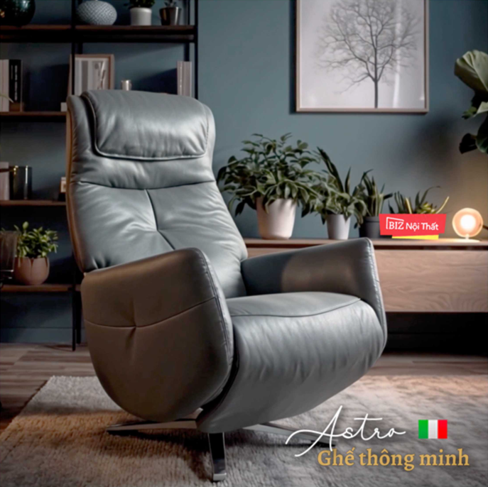 Ghế sofa thông minh massage da bò thật ASTRO-288 màu xám - Mẫu 3