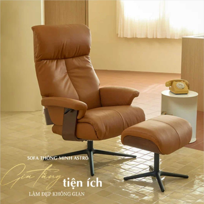Ghế sofa đơn thư giãn Italia nhập khẩu ASTRO-331 màu Nomad Kem - Mẫu 4