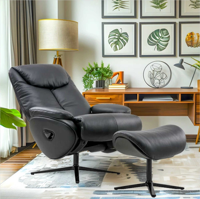Ghế sofa đơn thư giãn Italia nhập khẩu ASTRO-123 màu black - Mẫu 7