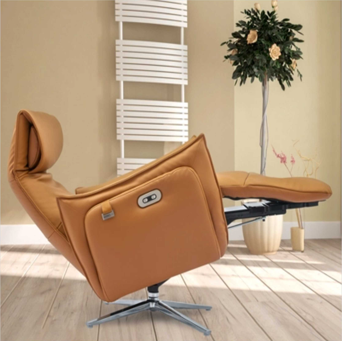Ghế sofa đơn chỉnh điện Italia nhập khẩu ASTRO-221 màu vàng Camel - Mẫu 8