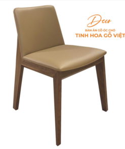 Ghế ăn gỗ óc chó da màu kem Deco - Mẫu 4