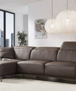 Bộ sofa góc chất liệu da bò Italia Divano L-833 màu nâu Dark Brown - Mẫu 14