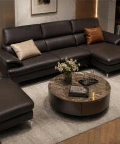 Ghế sofa góc da thật nhập khẩu Malaysia L2287 màu nâu Dark Brown - Mẫu 19